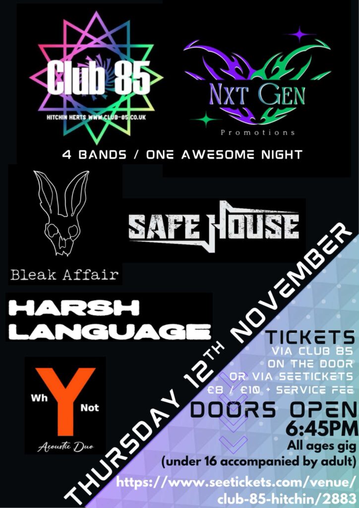 WHY NOT / HARSH LANGUAGE / SAFE HOUSE / BLEAK AFFAIR poster