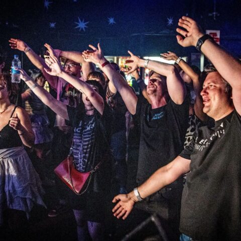 Crowd with hands in the air